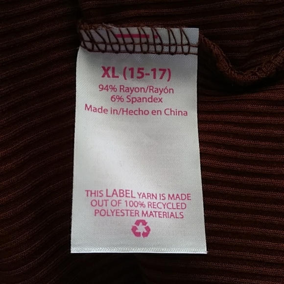 No Boundaries Peek A Boo Ribbed Look Top Junior XL (15-17) Brown - Picture 3 of 11